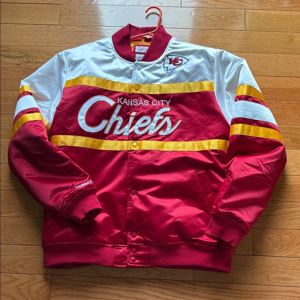Mitchell & Ness Red and Yellow Throwbacks NFL Jacket Label Panel